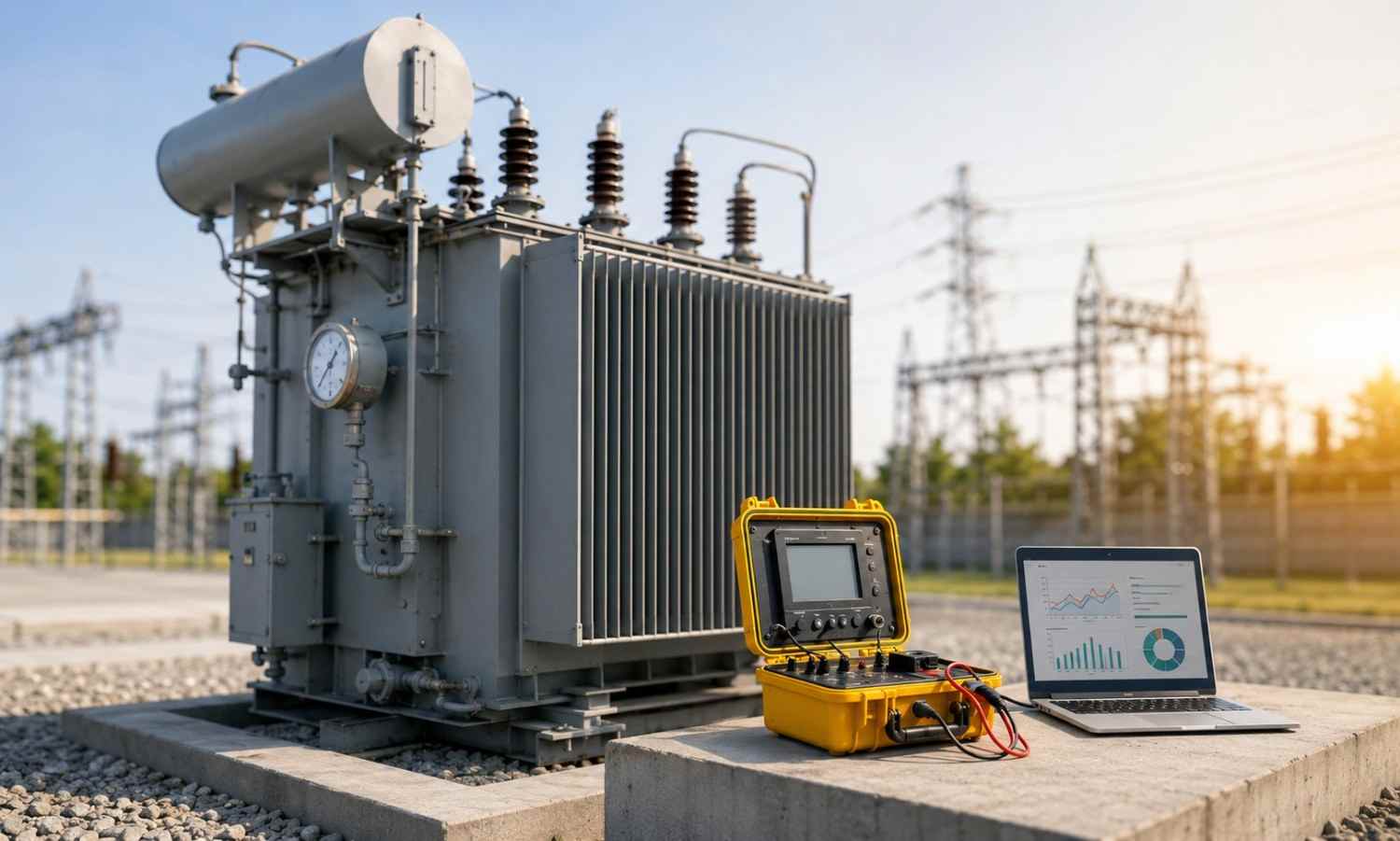 Step-by-step transformer health check process showing inspection, testing, and diagnostic analysis in electrical power systems