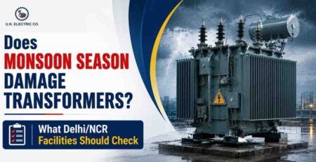 Transformer monsoon maintenance inspection at a Delhi NCR facility